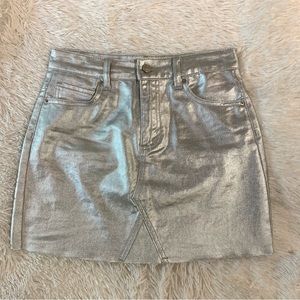 Silver Denim Mini Skirt